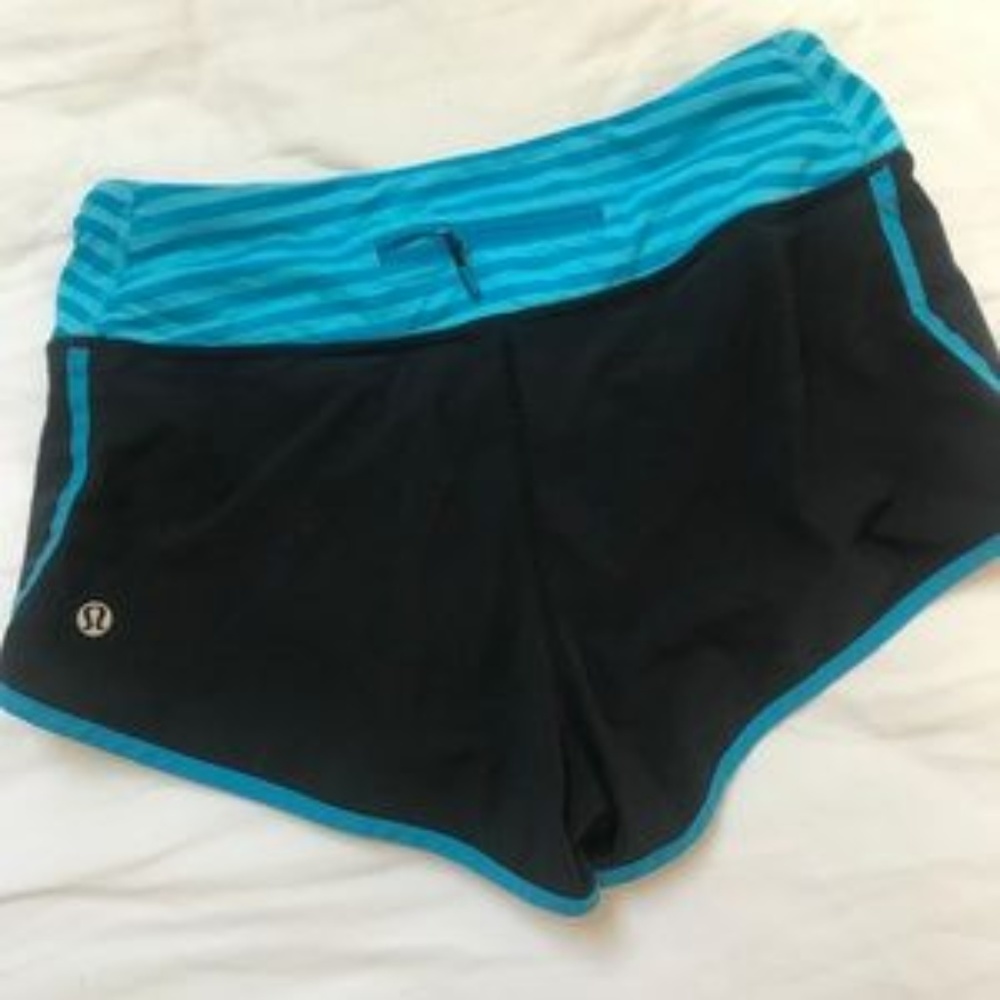 Black/Blue Lululemon Run Swiftly Shorts, Size 4
